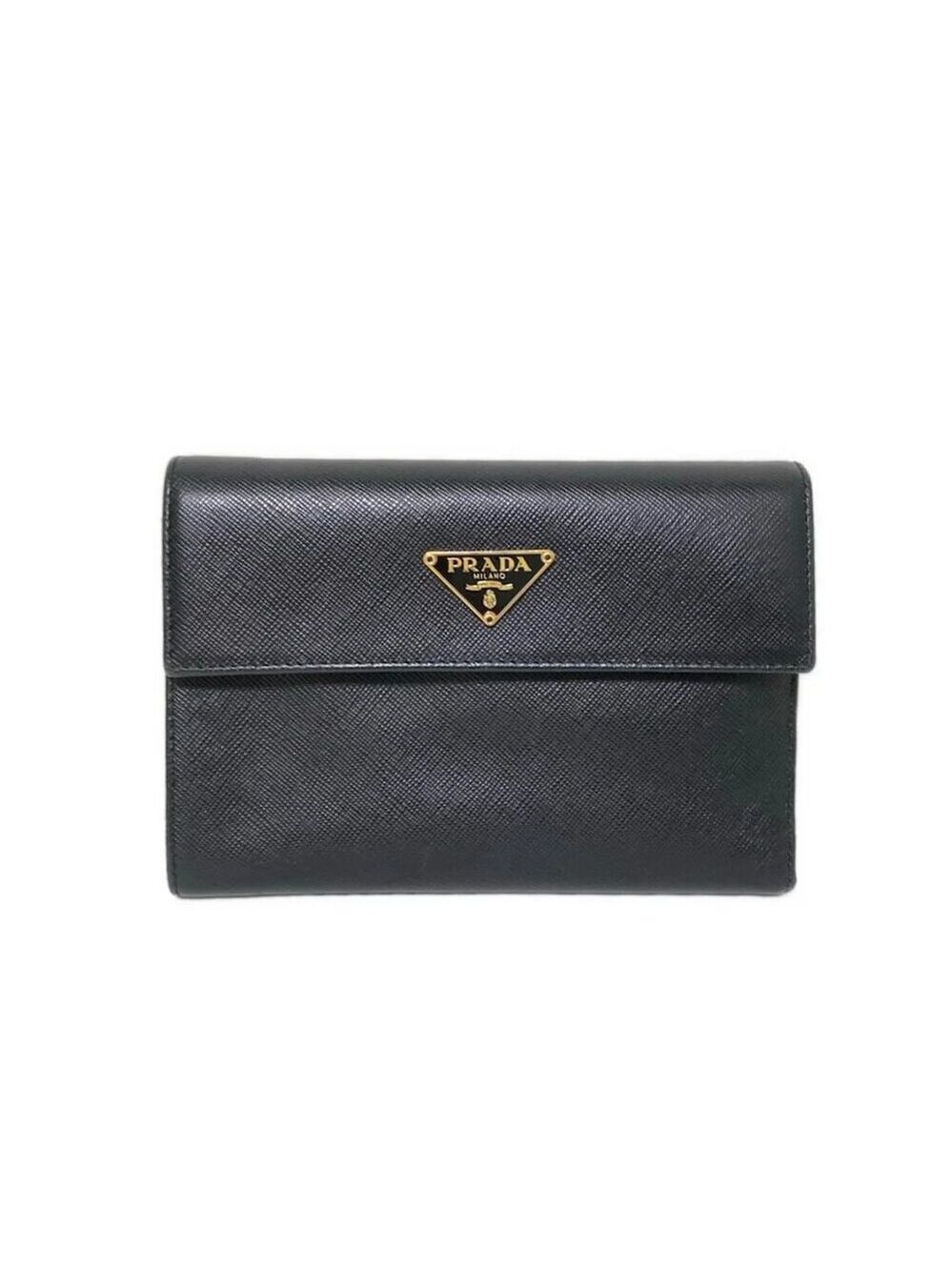PRADA Black Leather Trifold Wallet 194-081025 - Picture 1 of 7